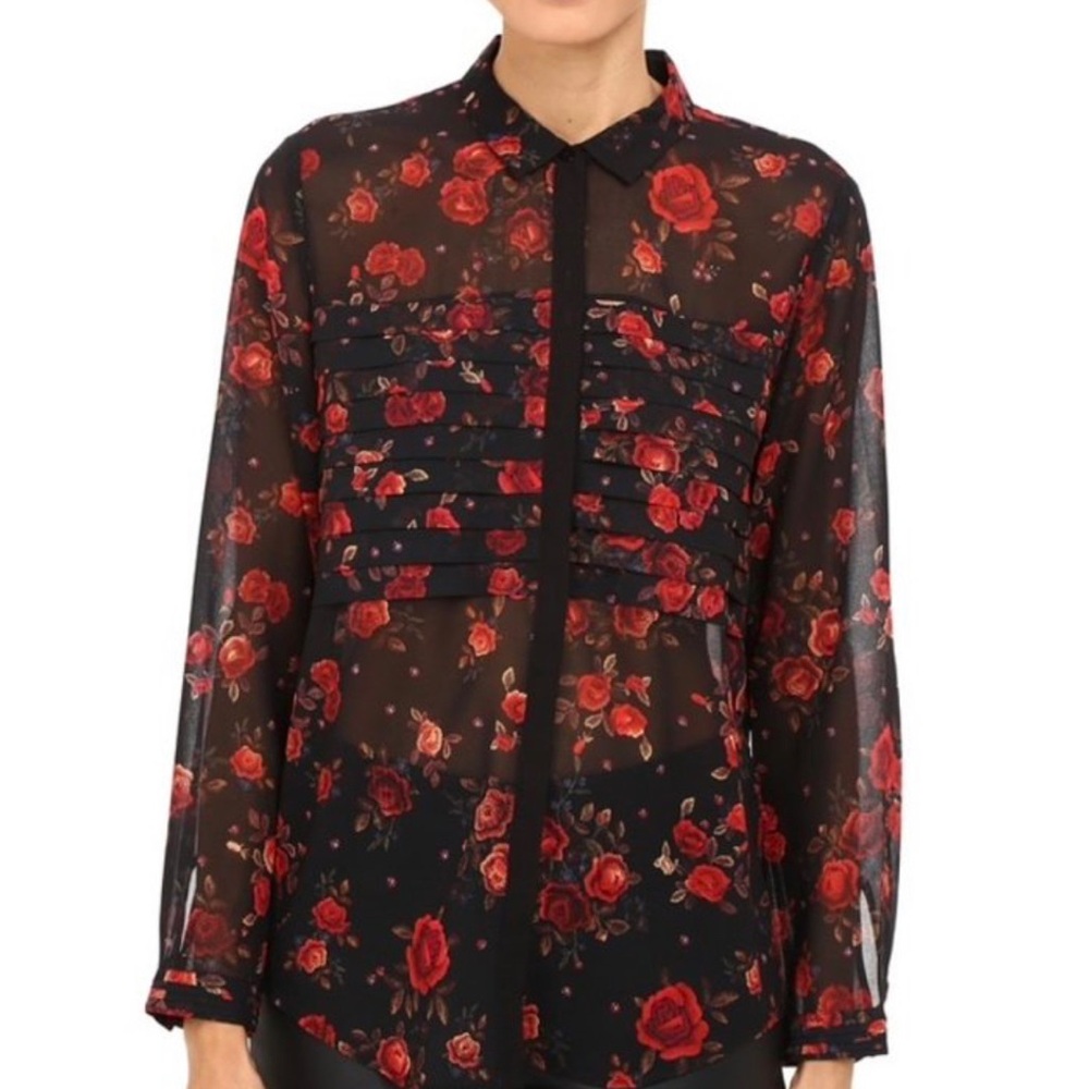The kooples sheer blouse with rose print